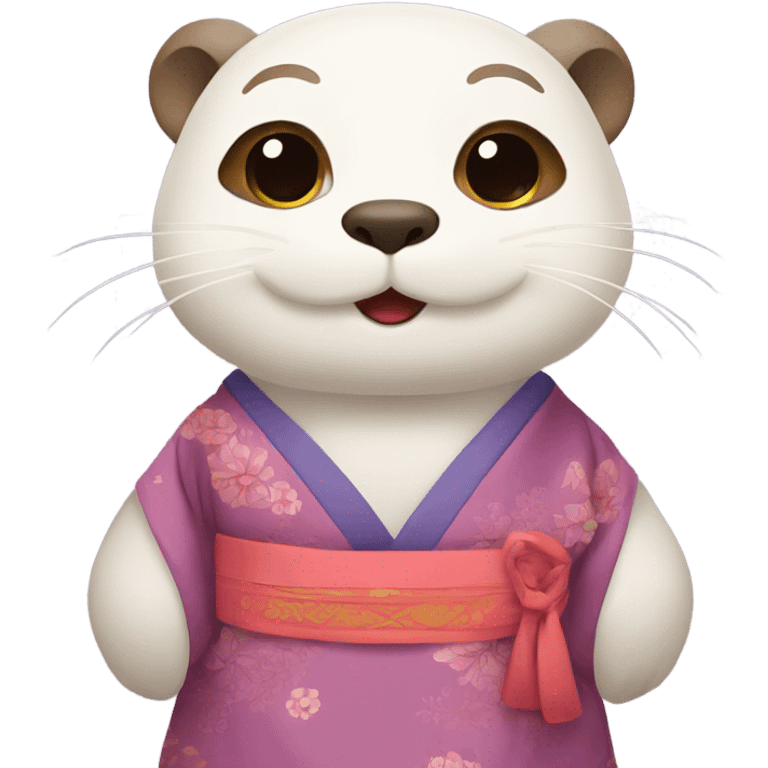 a otter face wearing traditional korean hanbok emoji