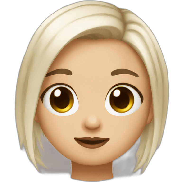 Cute chick with brown and white hair and a septum emoji