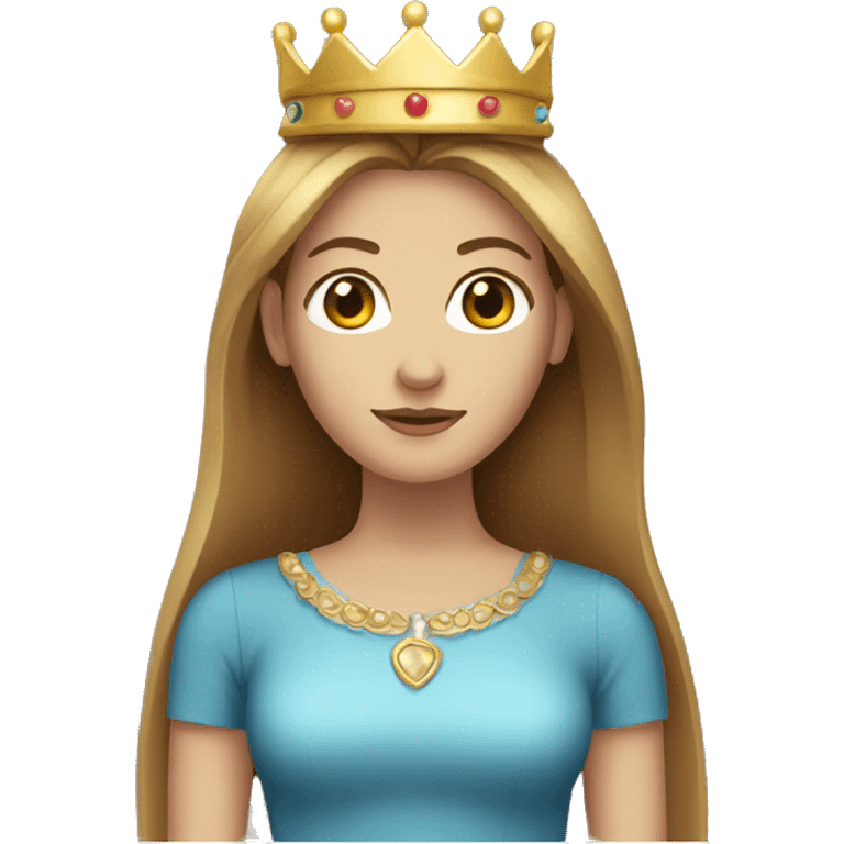 Female, fair skin, straight long light brown hair, wearing a crown emoji