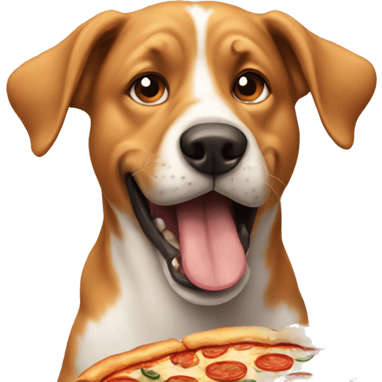 Dog eating pizza emoji