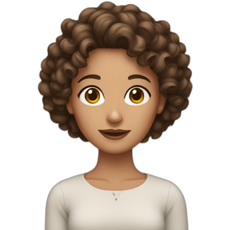 Brunette woman with curly hair emoji