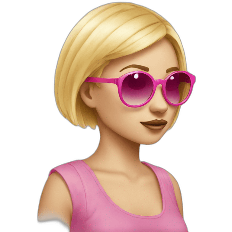 girl sunglasses blonde shorthair bubble-gum emoji