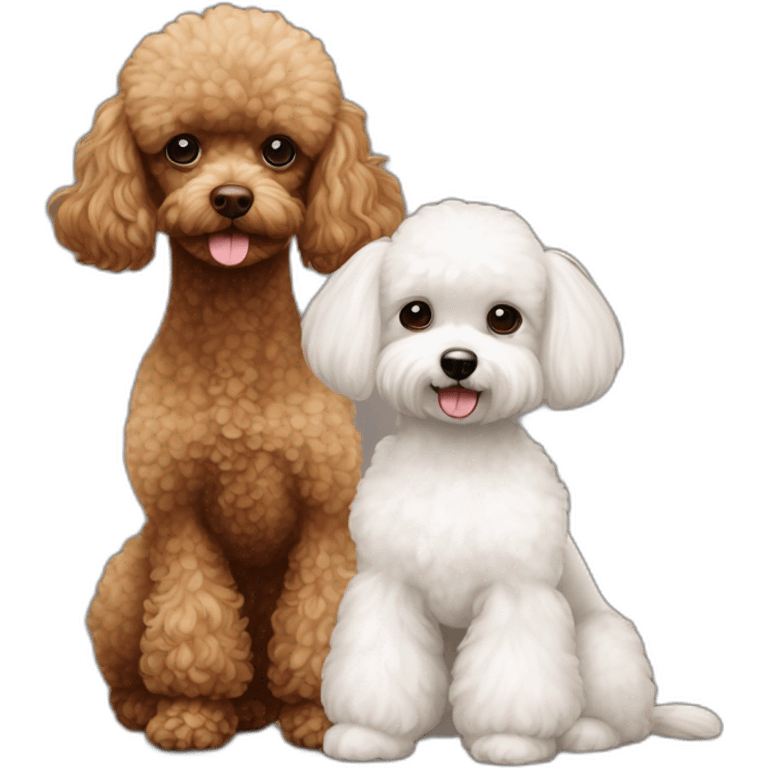 Brown toy poodle next to white Maltese emoji