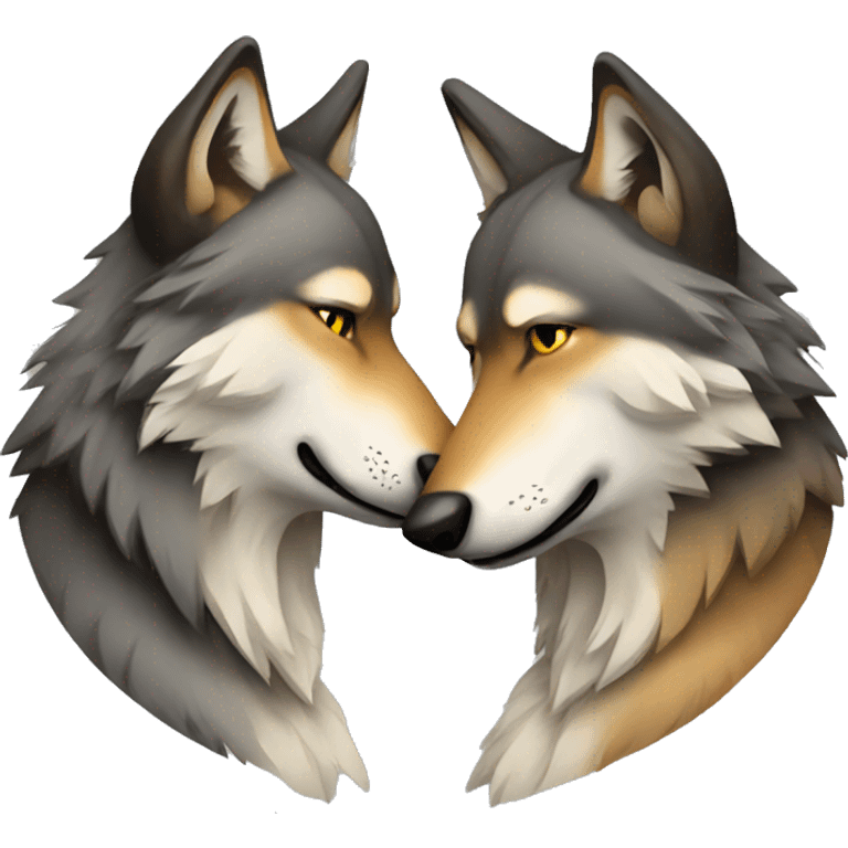 Two wolves kissing emoji