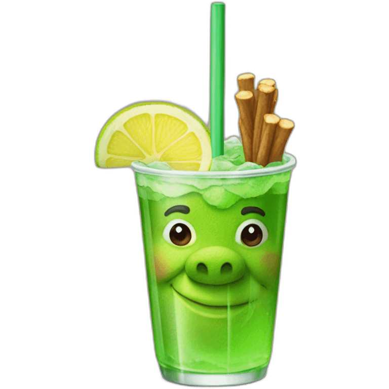 shrek soda with donkey straw emoji