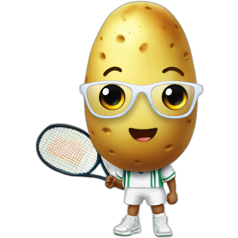 Kawaii potato in tennis uniform emoji