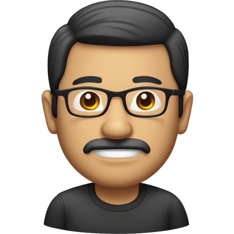 full body of a south east asian middle-aged man with glasses with black hair, a small moustache and tiny beard only on the chin  emoji