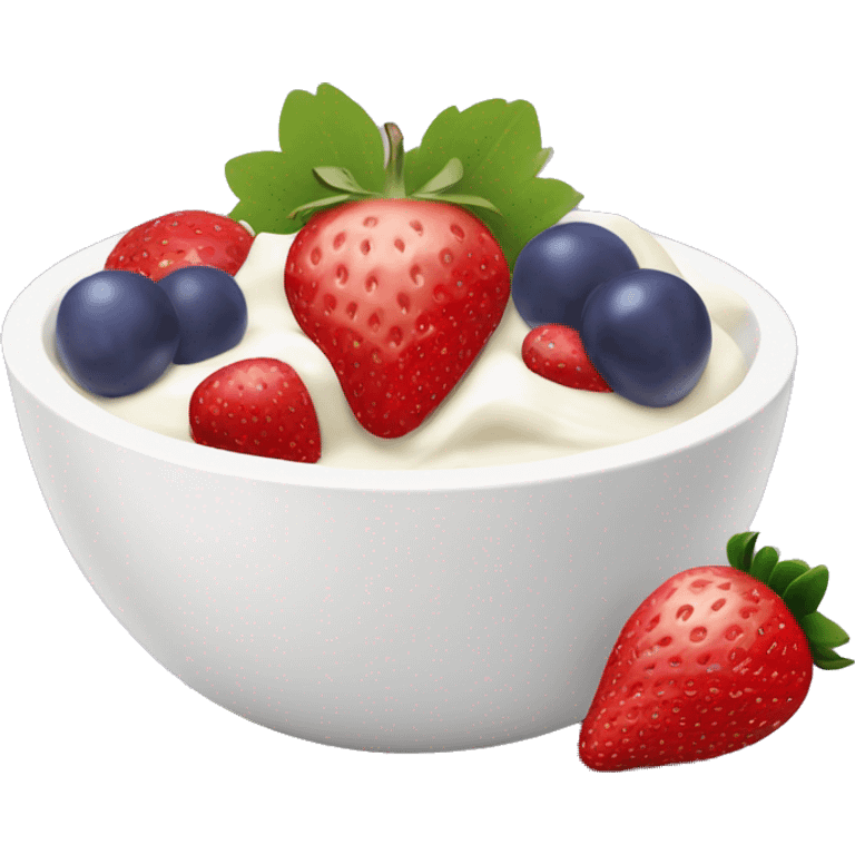 fruit yogurt bowl with strawberries and grapes emoji