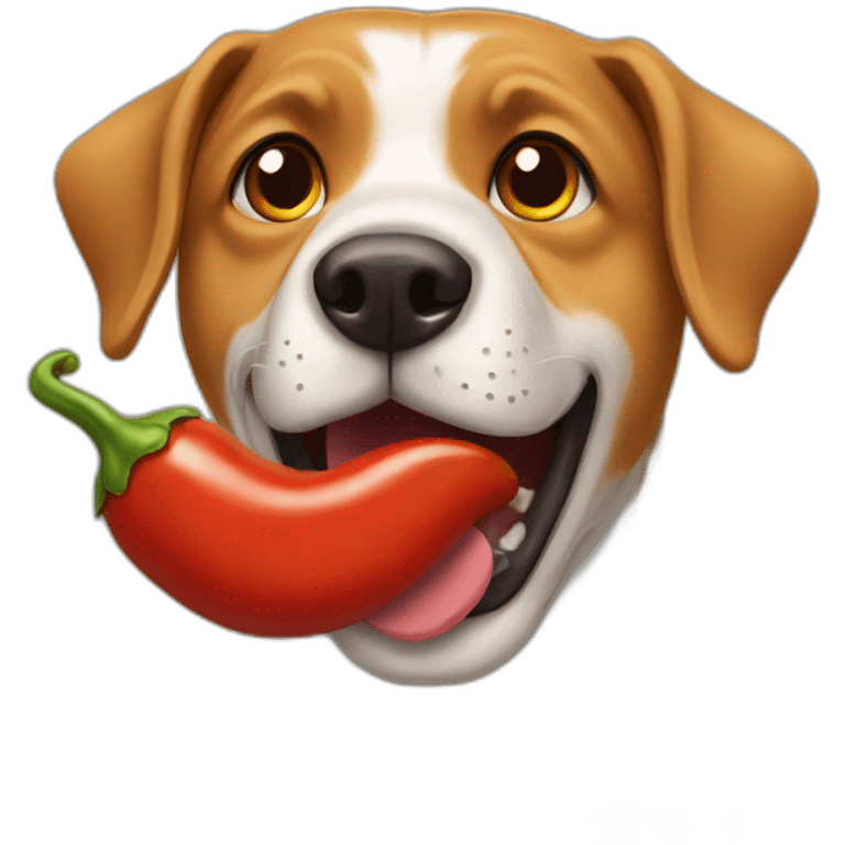 a dog with a chili in his mouth emoji