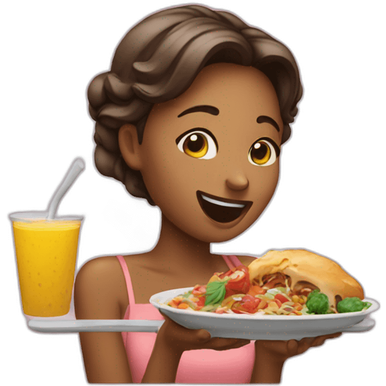 women drooling over delicious food emoji