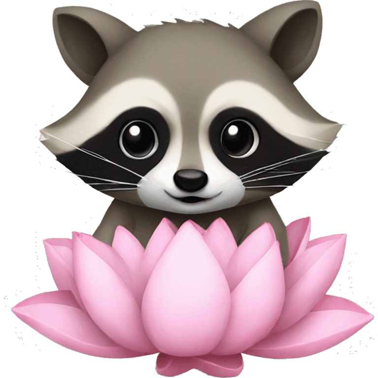 raccoon love lotus flower emoji