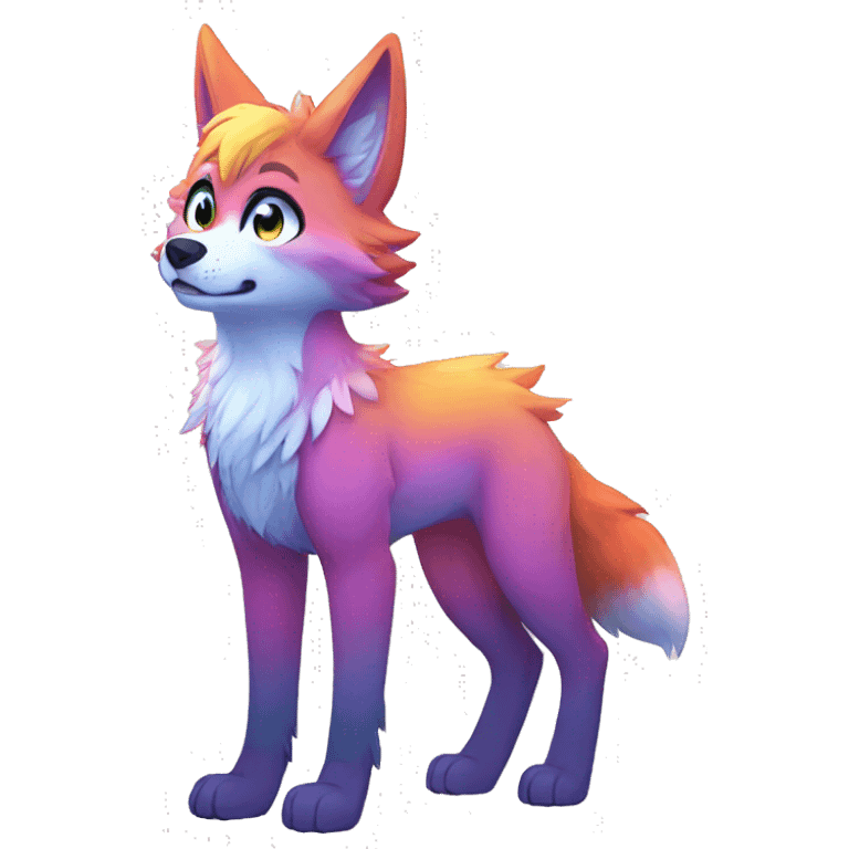 Colorful Shiny Fionbri-Falvie-sparkle-wolf-sona full body emoji