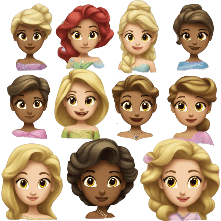 princesas de disney con distintas facciones  emoji