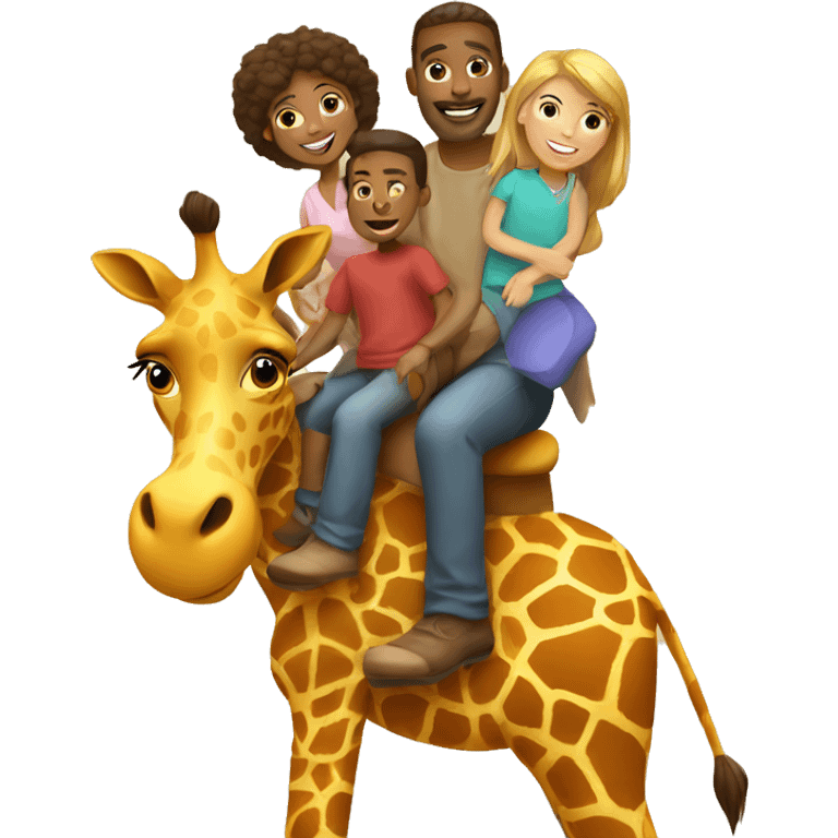 family riding giraffe emoji