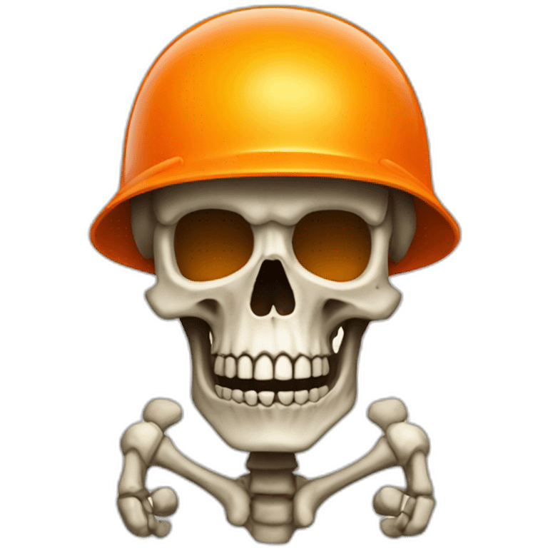 Skeleton skull with orange safety helmet emoji