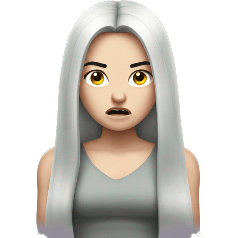 Angry pale girl with long black hair  emoji