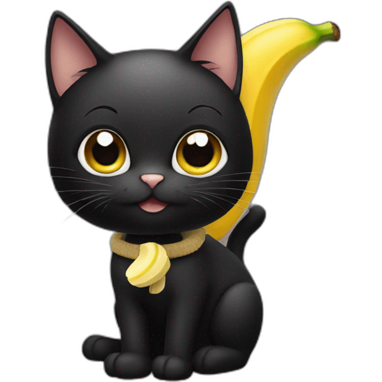 Black cat with banana emoji