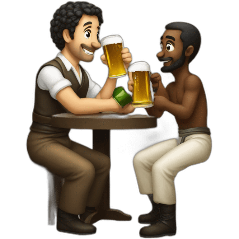 master and slave drinking beer emoji