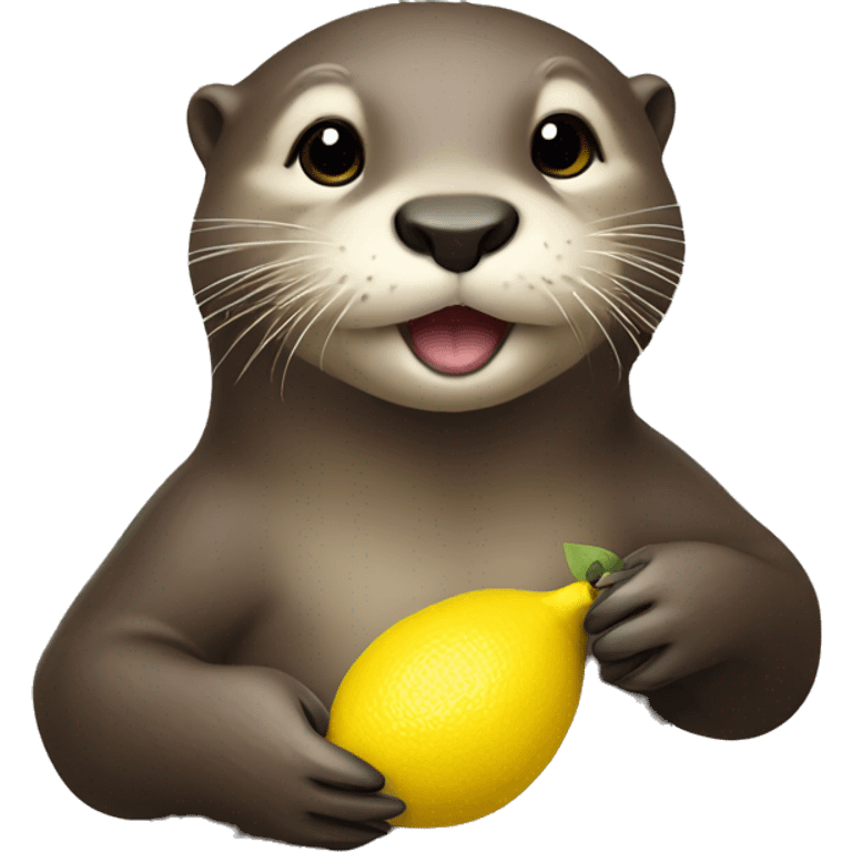 Otter holding a lemon emoji