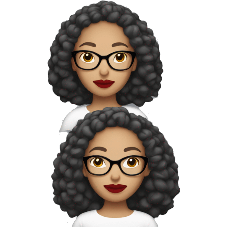 Bald biracial woman with glasses and red lipstick  emoji