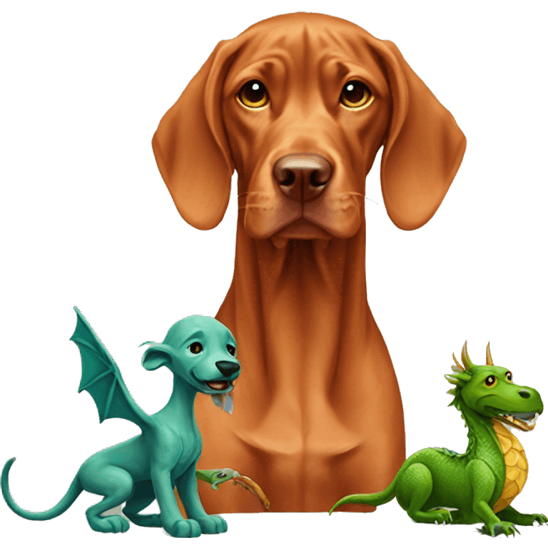 Vizsla with dragon  emoji