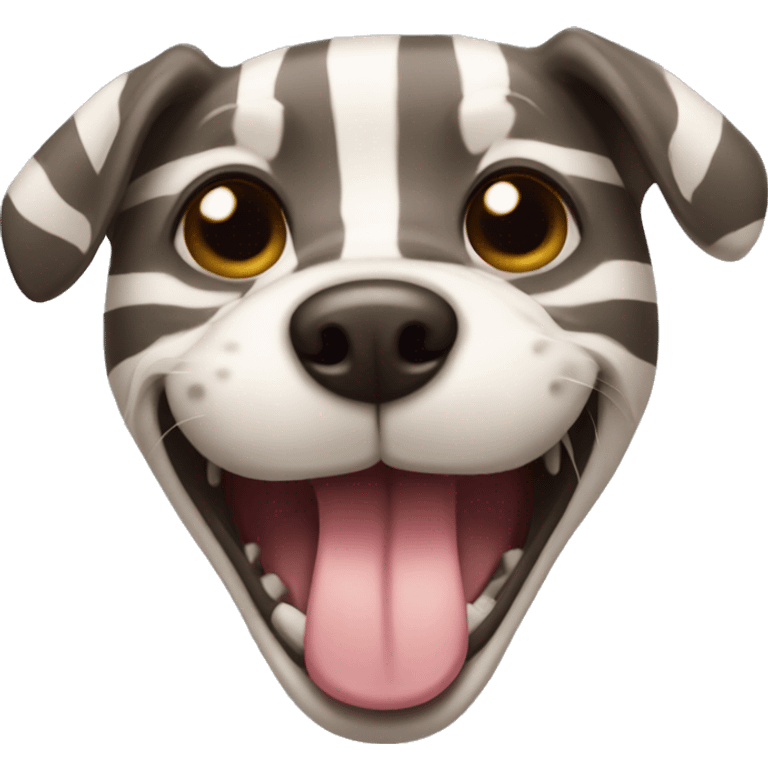 striped dog showing tongue emoji