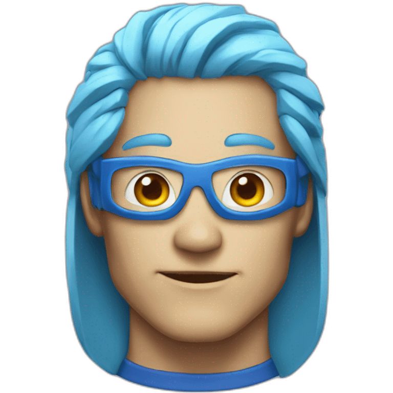 Portrait Super hero man tech with blue hair emoji