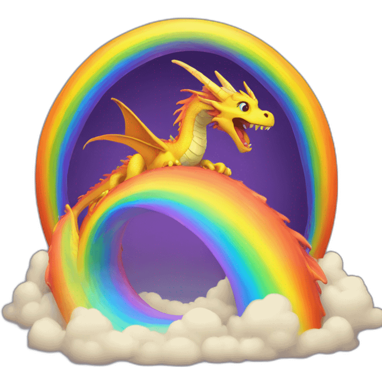 fantastic dragon coming out of a rainbow portal emoji