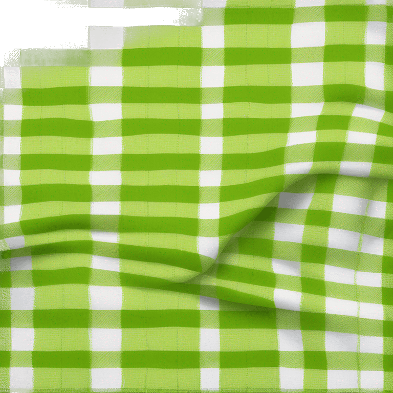 Realistic flat folded chartreuse green,and white plaid kitchen towel. emoji