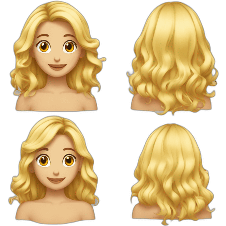 une commerciale heureuse aux cheveux longs blonds emoji