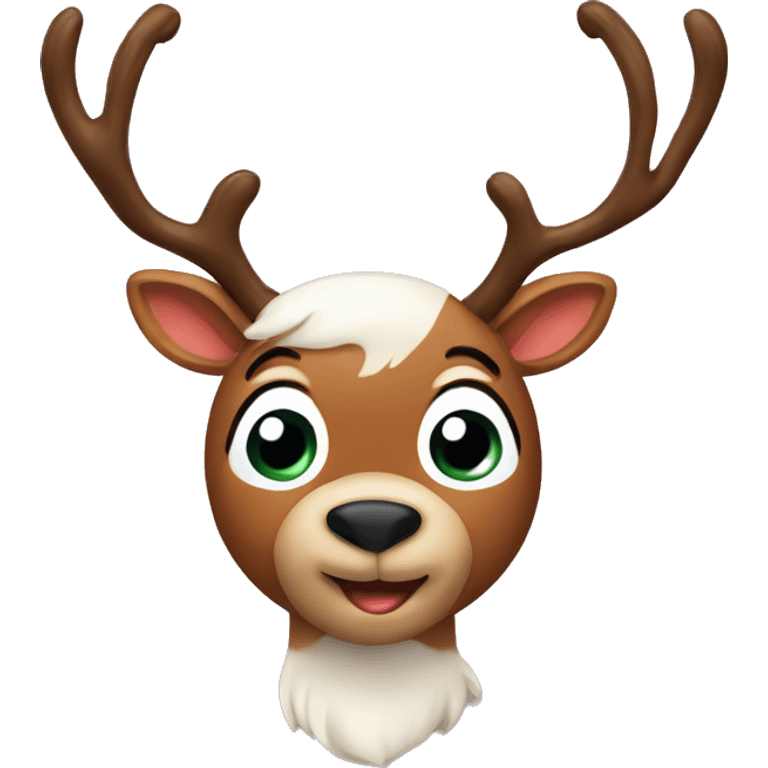 Cute reindeer with antlers and ears emoji