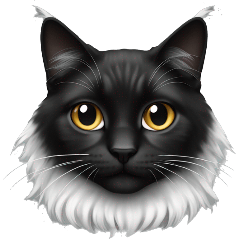 long haired cat half black half white with black bottom jaw emoji