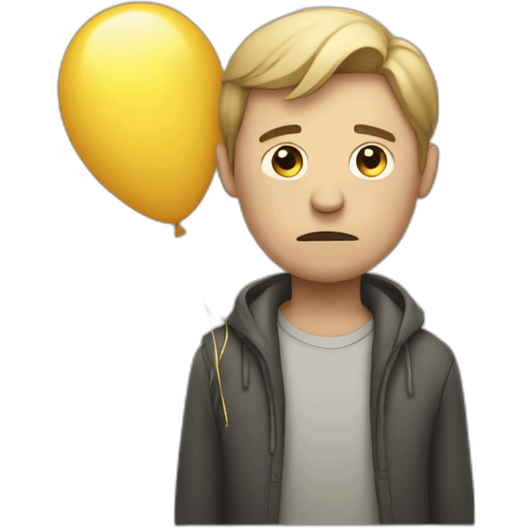 Sad white man holding balloons emoji