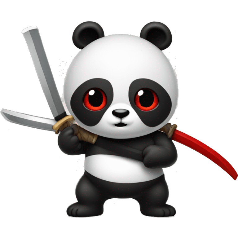 crea un emoji de un panda blanco y negro con una katana ojos rojos y que  sea rudo y fachero y epico emoji