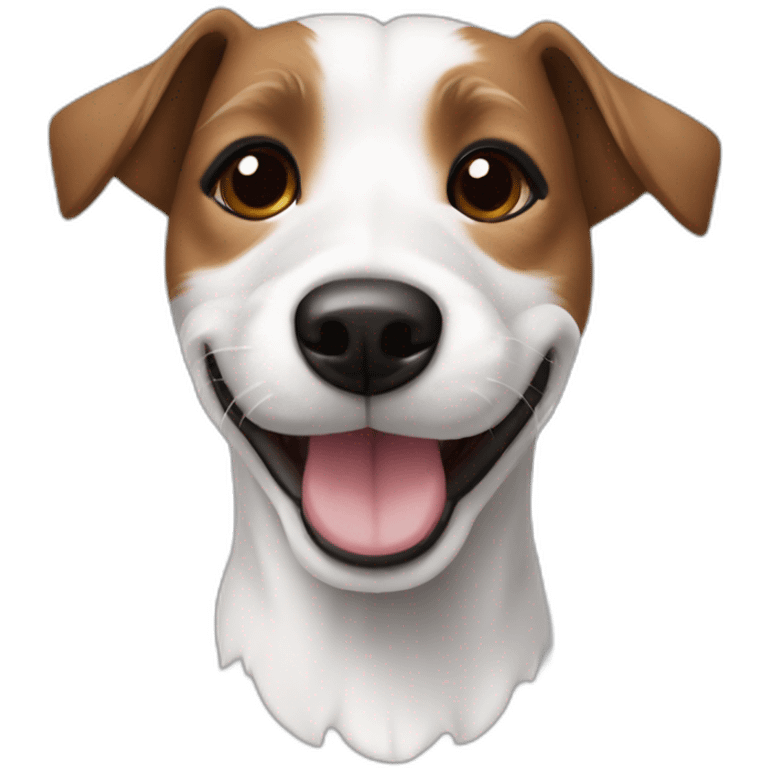 happy jack russel maltese dog with brown ears white face emoji