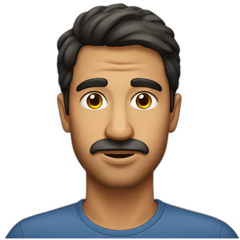 Pakistani man very large face pimples on nose emoji