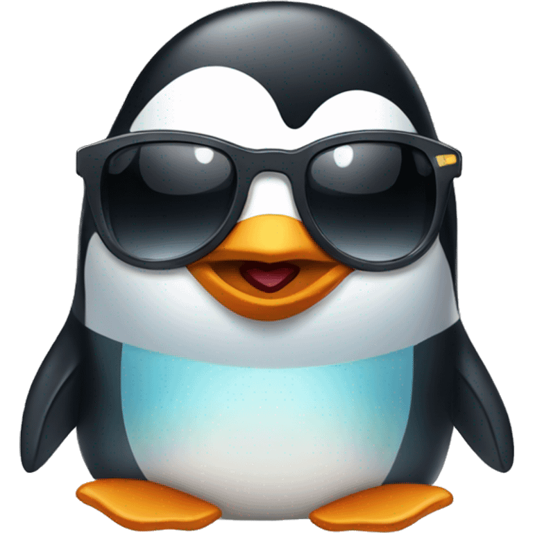 penguin swimming with sunglasses emoji