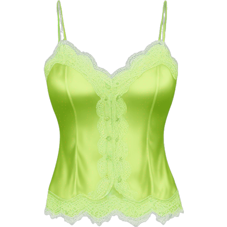 Realistic isolated lime green lace silk camisole. emoji