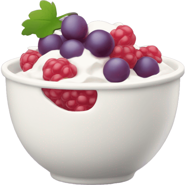 yoghurt bowl with grapes and raspberries  emoji