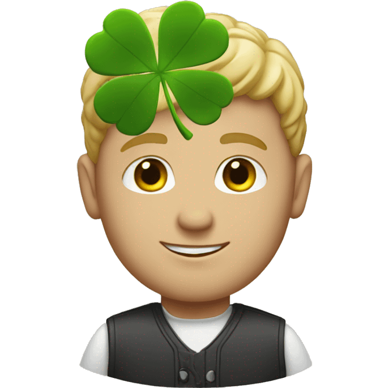 white man with clover emoji