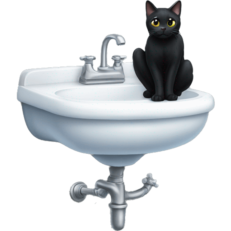 Black cat standing on a sink emoji