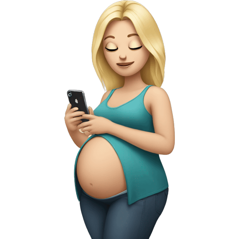 blonde pregnant woman holding iPhone  emoji