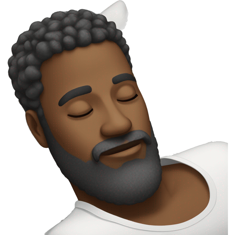 attractive black man with beard sleeping on white pillow  emoji