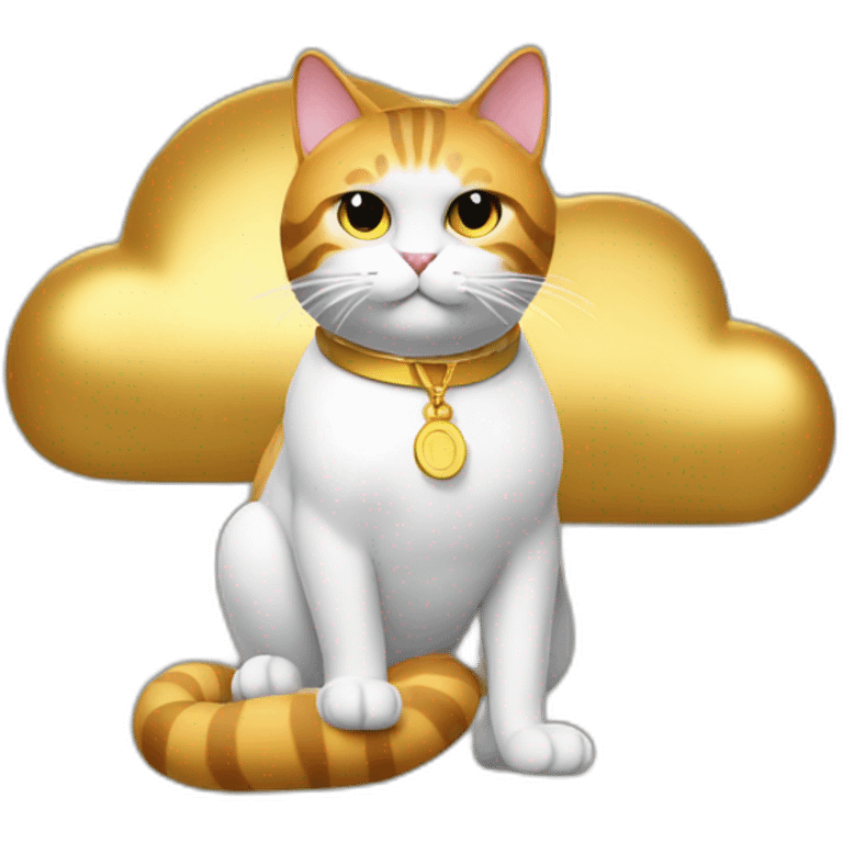 garfield cat secretary sitting on top of the gold cloud emoji