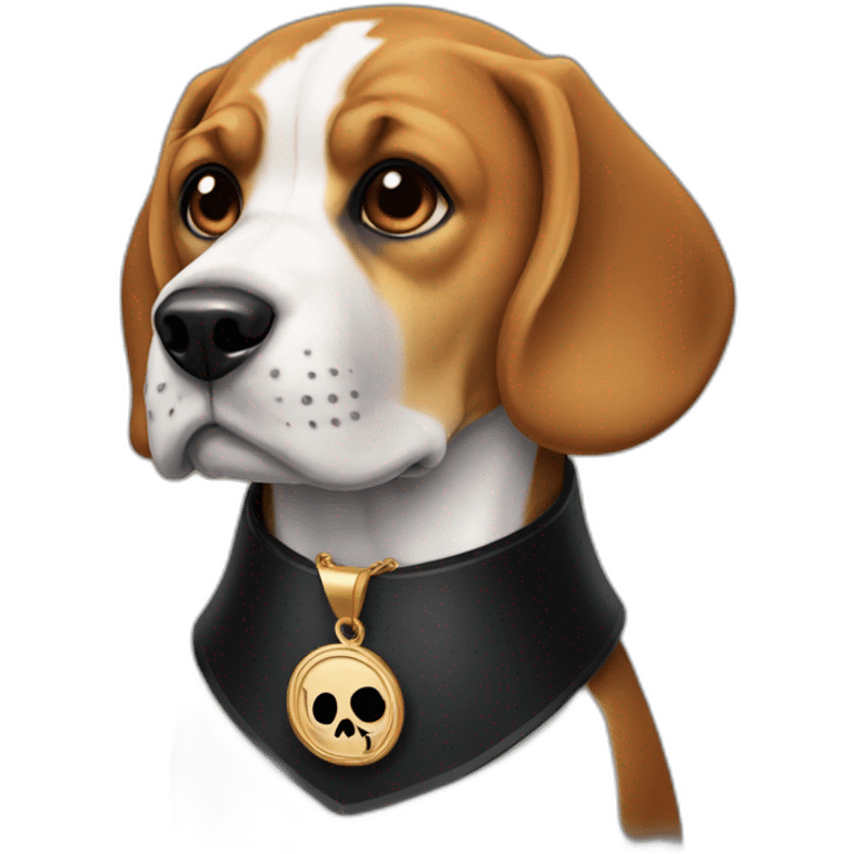 beagle with black collar and skull medallion  emoji