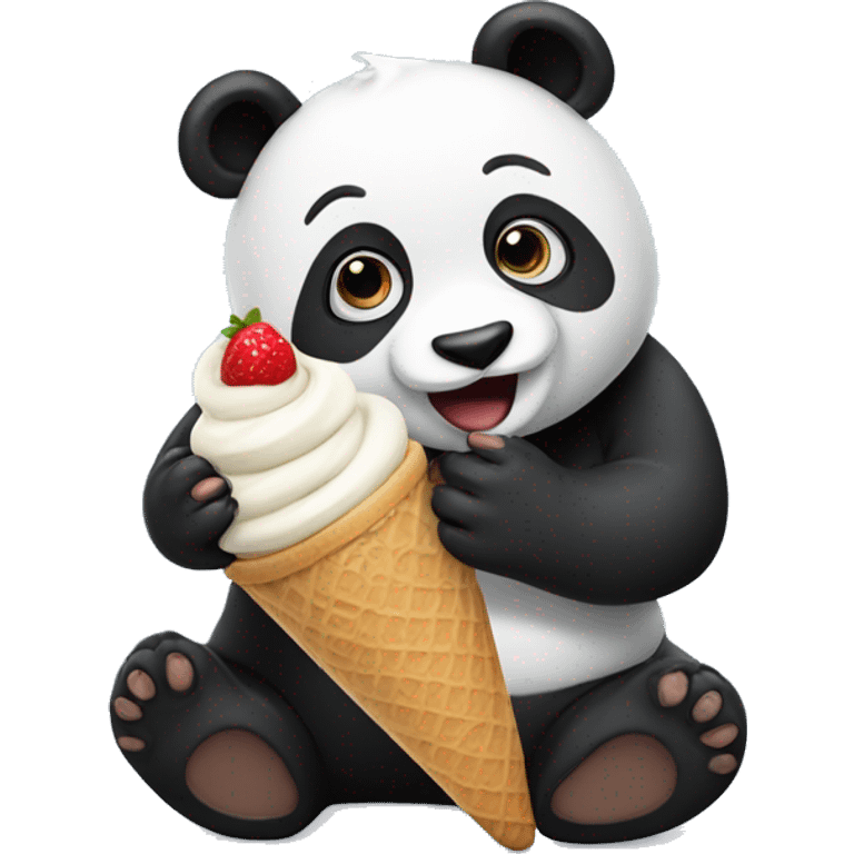 Panda eating ice cream emoji