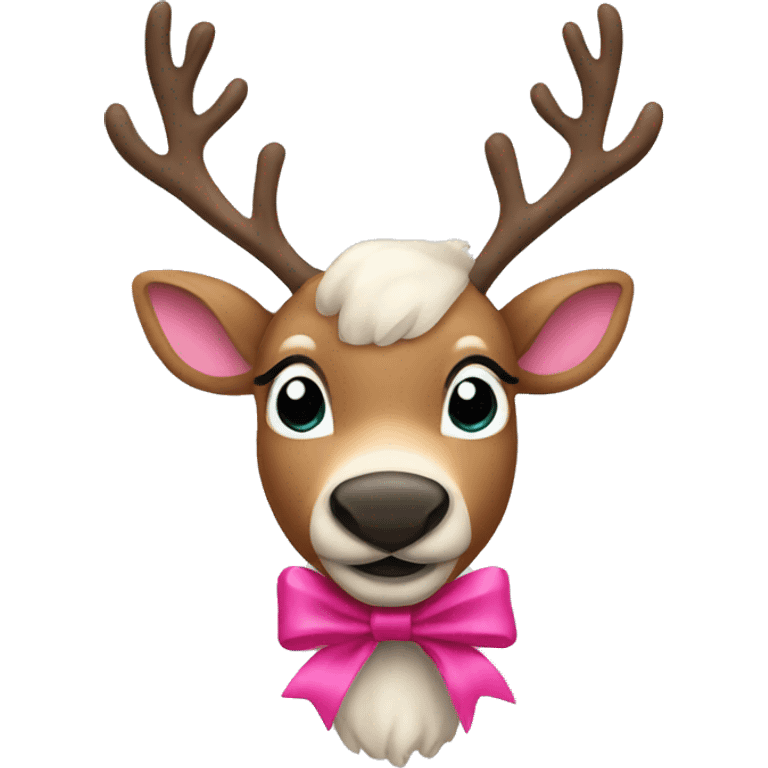 Reindeer with a pink bow emoji