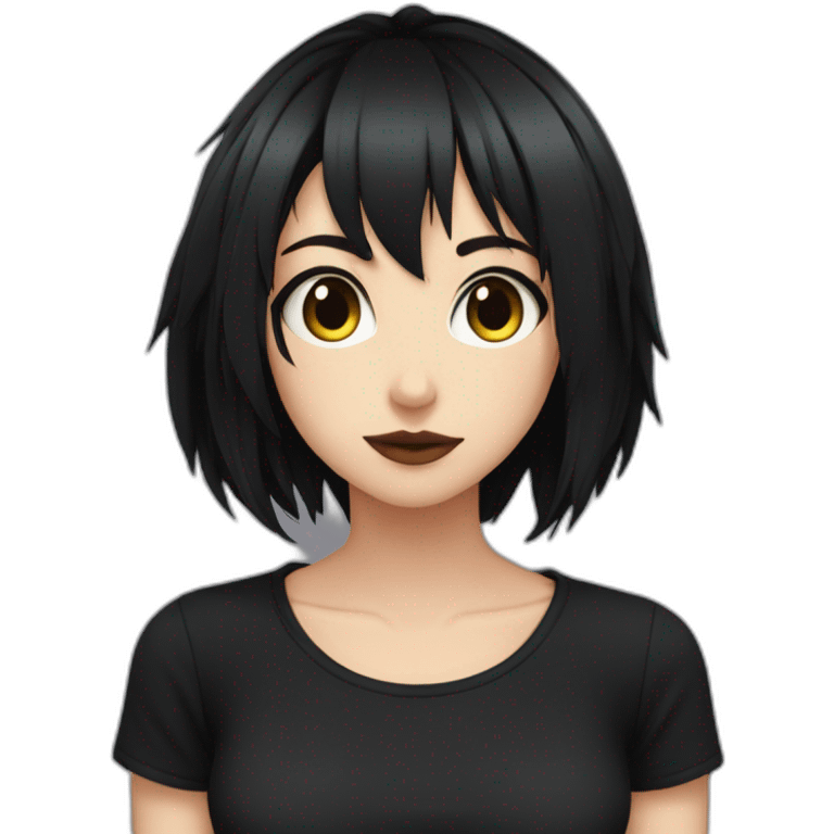 Anime+Cassandra+Goth-Woman-dark-hair-black-tshirt+perfectly-centered emoji