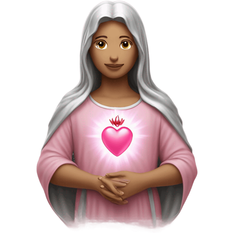 Sacred heart light pink and silver emoji