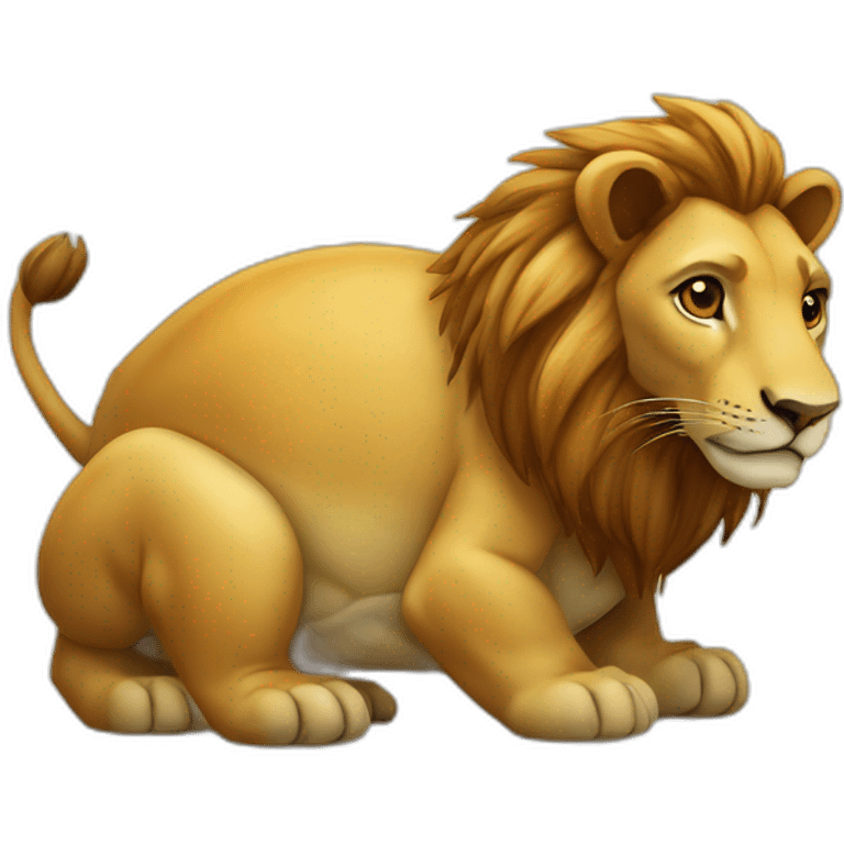 Lion sur une tortue emoji